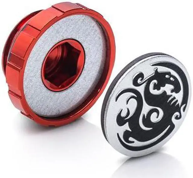 Alt view image 2 of 4 - Bitspower Artemis Deep Blood Red Stop Fitting with Magnetic Logo (4 PCS)
