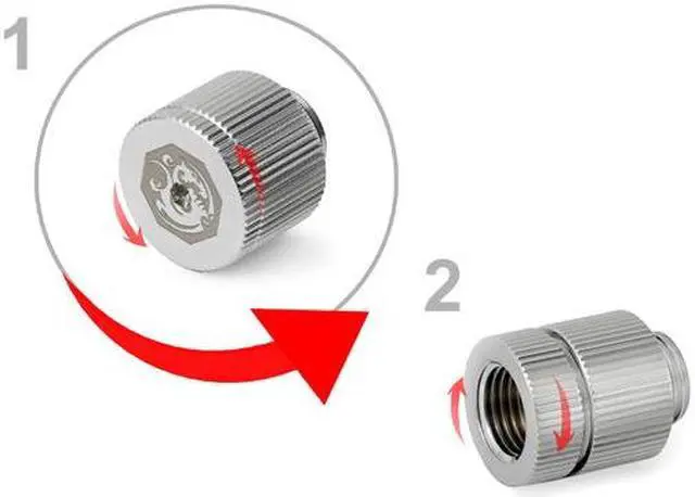 Alt view image 4 of 6 - Bitspower Touchaqua Water-exhaust Fitting V2, Glorious Silver, 2-pack BPTA-EFW-V2-GS