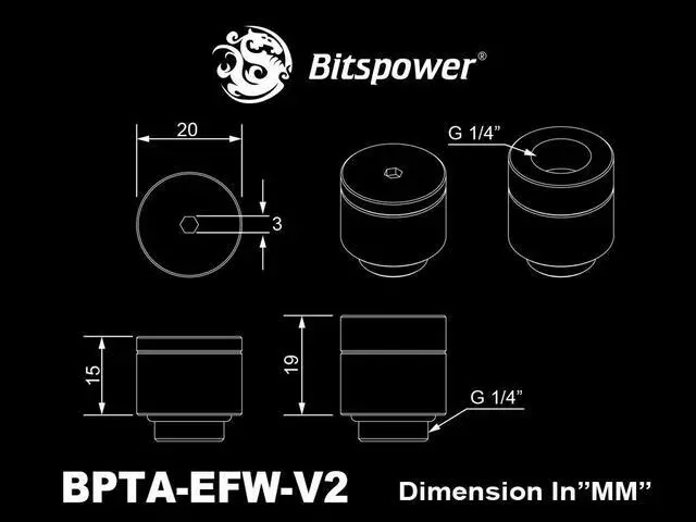 Alt view image 6 of 6 - Bitspower Touchaqua Water-exhaust Fitting V2, Glorious Silver, 2-pack BPTA-EFW-V2-GS