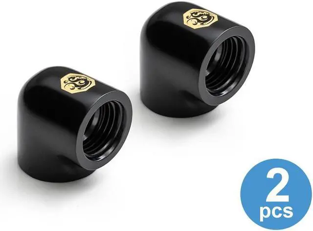 Alt view image 4 of 4 - Bitspower Computer Water Cooling 90-Degree With Dual Inner G1/4" Extender Fitting (Glorious Black) (2 PCS)--BPTA-90DIA-GB