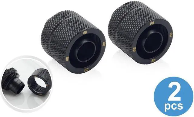 Alt view image 4 of 5 - Bitspower Computer Water Cooling G1/4" Carbon Black Compression Fitting CC3 Ultimate For ID 3/8" OD 5/8" Tube (2 PCS)