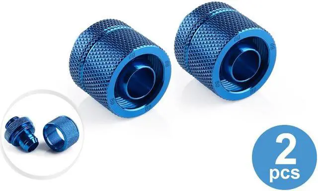 Alt view image 4 of 5 - Bitspower Computer Water Cooling G1/4" Royal Blue Compression Fitting CC3 Ultimate for ID 3/8" OD 5/8" Tube (2 PCS)