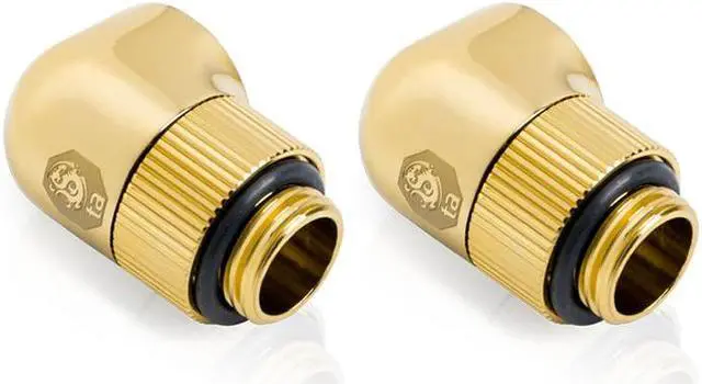 Alt view image 3 of 5 - Bitspower Touchaqua G1/4" Male to Female Extender Fitting, 90? Angle Rotary, True Brass, 2-pack