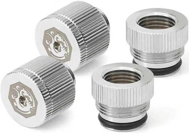 Main image of Bitspower Touchaqua Water-exhaust Fitting V2, Glorious Silver, 2-pack BPTA-EFW-V2-GS