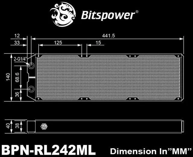 Alt view image 4 of 4 - Bitspower Leviathan II 420 Radiator with Single Wave Fins (Thickness 40mm)
