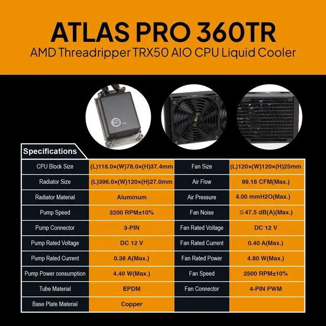 Alt view image 4 of 4 - Bitspower ATLAS PRO 360TR Threadripper TRX50 AIO Liquid Cooler