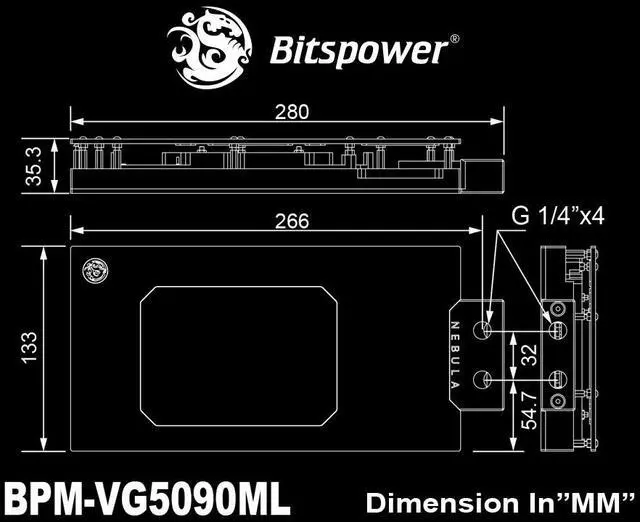 Alt view image 6 of 6 - Bitspower NEBULA water block for GeForce RTX 5090 MSI LIGHTNING Z