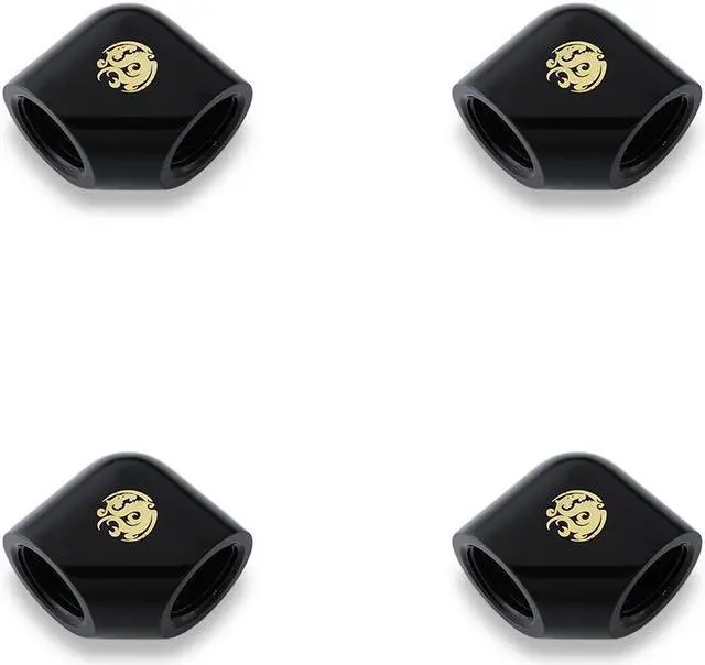 Main image of Bitspower Matt Black 90-Degree With Dual Inner G1/4" Extender (4PCS)