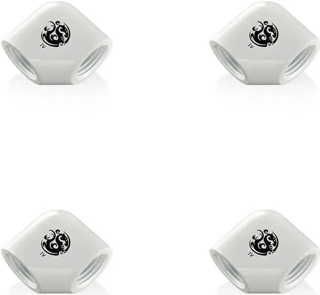 Main image of Bitspower Deluxe White 90-Degree With Dual Inner G1/4" Extender (4PCS)