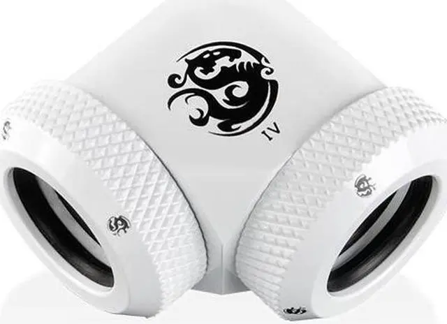 Alt view image 2 of 2 - Bitspower Deluxe White Enhance 90-Degree Dual Multi-Link Adapter For OD 12MM (4PCS)