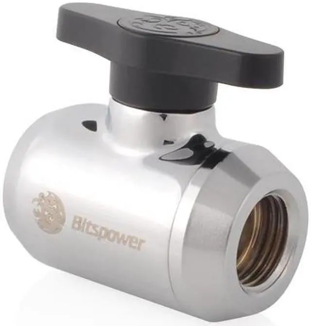 Alt view image 4 of 6 - Bitspower G1/4" Mini Valve with Black Handle, Silver Shining Body