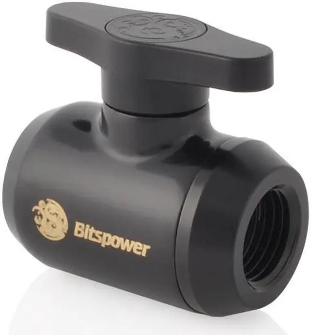 Alt view image 4 of 5 - Bitspower G1/4" Mini Valve with Black Handle, Matte Black Body