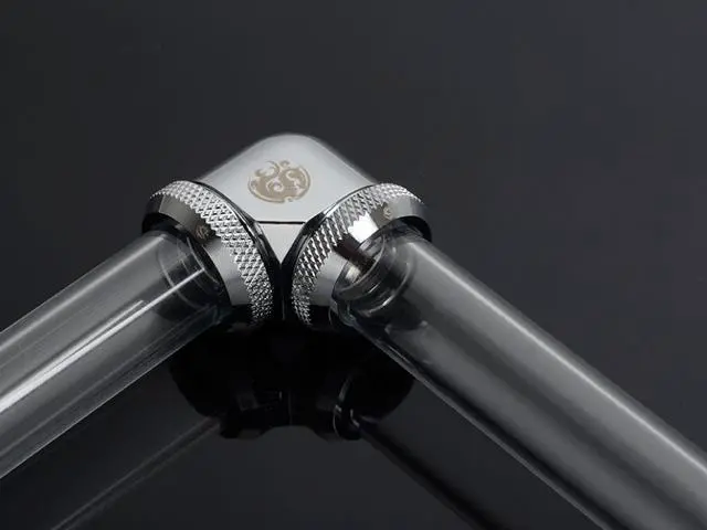 Alt view image 3 of 3 - Bitspower Silver Shining Enhance 90-Degree Dual Multi-Link Adapter For OD 16MM (2 PCS)