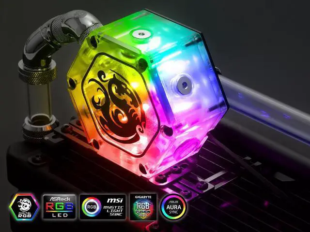 Alt view image 4 of 10 - Bitspower Water Tank Hexagon 34 With Digital RGB, Clear