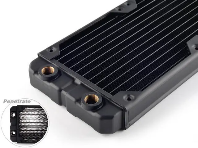 Alt view image 3 of 3 - Bitspower Leviathan SF Radiator with Quad G1/4" Ports, 480mm, Black