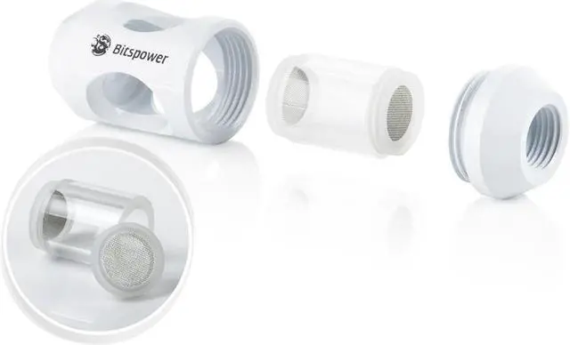 Alt view image 6 of 7 - Bitspower G1/4" In-Line Filter, Deluxe White