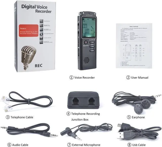 Alt view image 7 of 7 - Digital Voice Recorder, ieGeek 8GB 1536Kbps USB Sound Audio Recorder Multifunctional Portable Rechargeable HD Recording Dictaphone Voice