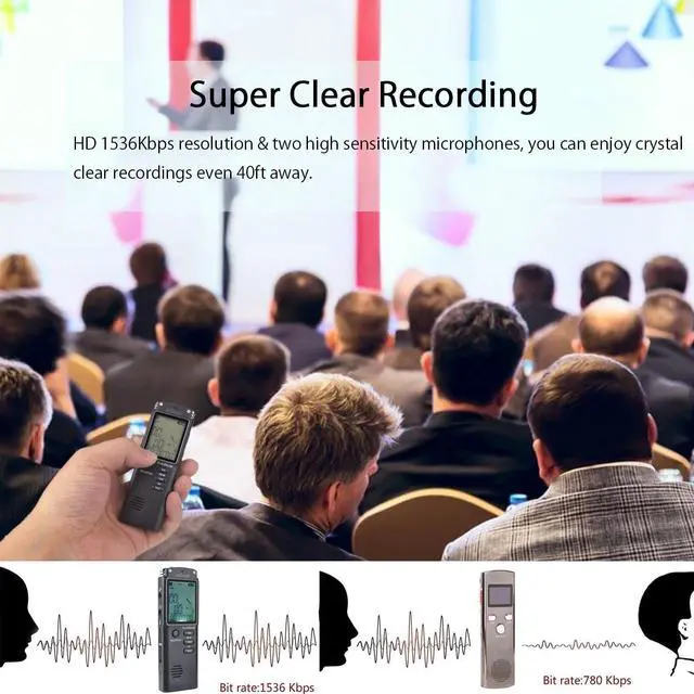 Alt view image 5 of 7 - Digital Voice Recorder, ieGeek 8GB 1536Kbps USB Sound Audio Recorder Multifunctional Portable Rechargeable HD Recording Dictaphone Voice