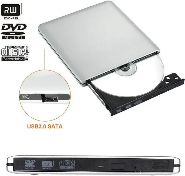 Alt view image 3 of 7 - ieGeek USB 3.0 Portable Drive CD +/- RW DVD +/- RW External DVD Drive Portable CD Player Super Drive Ultra Thin Portable Windows / Linux / Mac OS Compatible External Slot