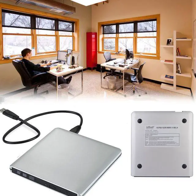 Alt view image 5 of 7 - ieGeek USB 3.0 Portable Drive CD +/- RW DVD +/- RW External DVD Drive Portable CD Player Super Drive Ultra Thin Portable Windows / Linux / Mac OS Compatible External Slot