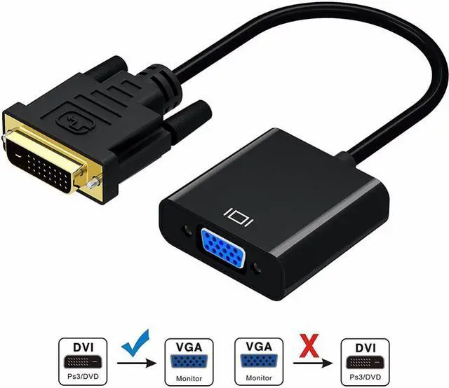 Alt view image 4 of 7 - 1080P DVI-D to VGA Adapter Cable 24+1 25 Pin DVI Male to 15 Pin VGA Female Video Converter Connector