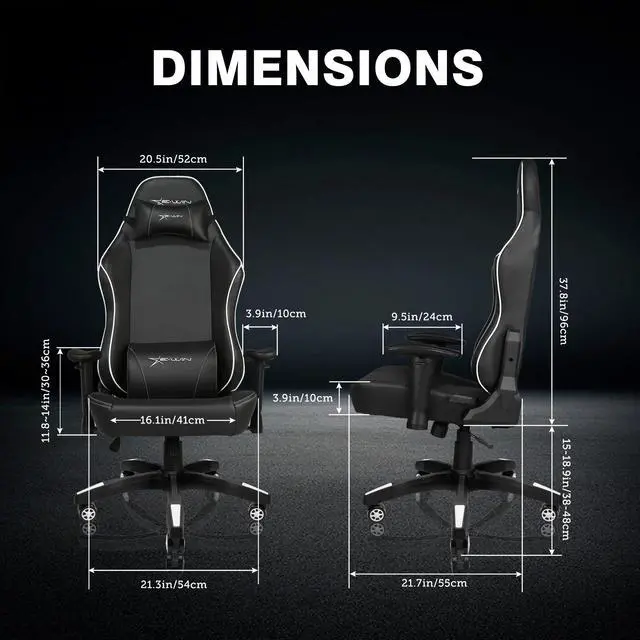 Alt view image 2 of 7 - E-WIN Ergonomic Gaming Chair,Office Gaming Chair High-Back Computer Chair with Headrest and Lumbar Support-Black/White