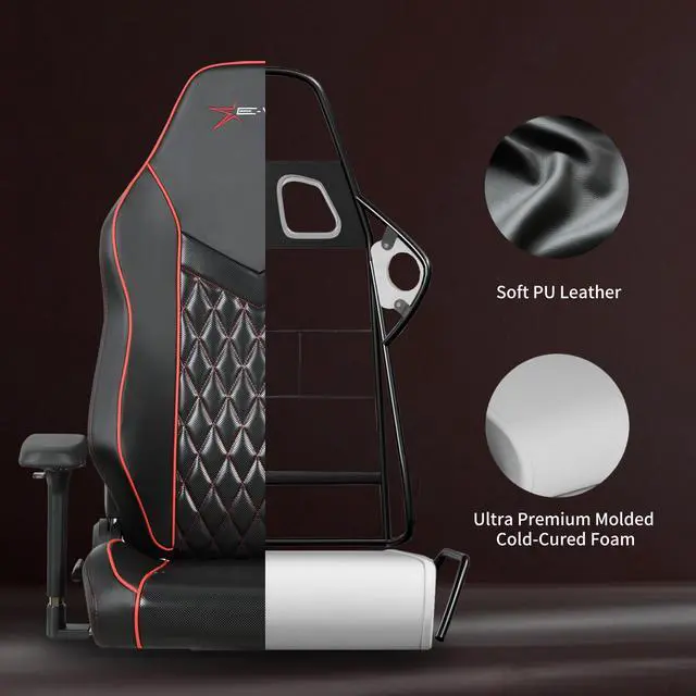 Alt view image 7 of 7 - E-WIN 400LB Racing Style Gaming Chair,Height Adjustable  Computer Chair with Magnetic Head Pillow and Lumbar Support, Adjustable Armrest-Black&Red