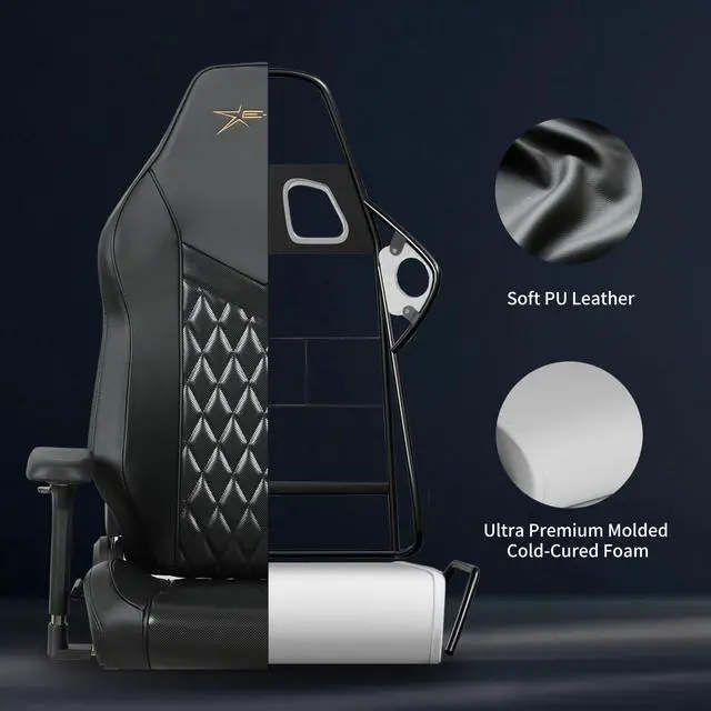 Alt view image 8 of 7 - E-WIN 400LB Racing Style Gaming Chair,Height Adjustable  Computer Chair with Magnetic Head Pillow and Lumbar Support, Adjustable Armrest-Black