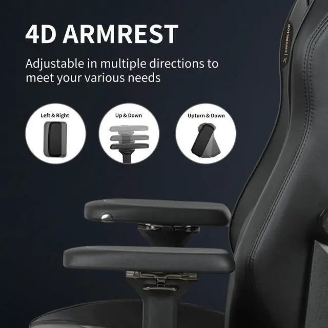 Alt view image 7 of 7 - E-WIN 400LB Racing Style Gaming Chair,Height Adjustable  Computer Chair with Magnetic Head Pillow and Lumbar Support, Adjustable Armrest-Black