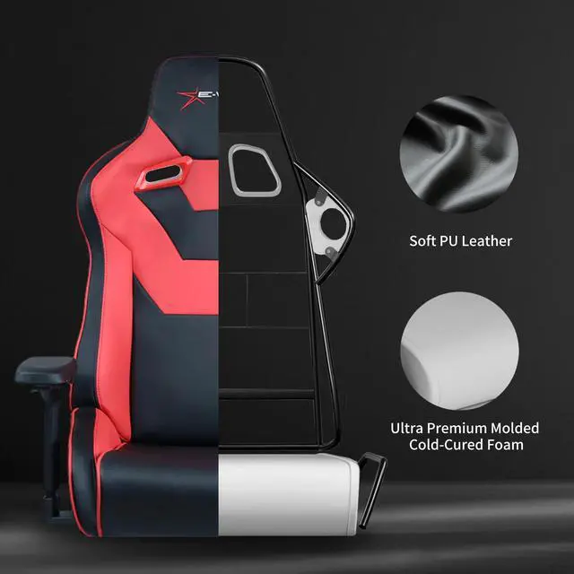 Alt view image 7 of 7 - E-WIN 550LB Ergonomic Gaming Chair,Big and Tall Computer Chair for Heavy People,Office Chair with Magnetic Head Pillow-Red