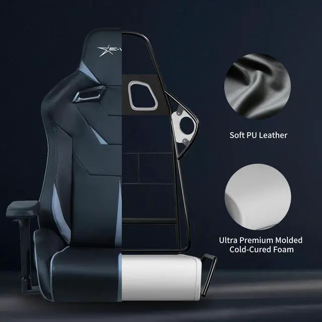 Alt view image 7 of 7 - E-WIN 550LB Ergonomic Gaming Chair,Big and Tall Computer Chair for Heavy People,Office Chair with Magnetic Head Pillow-Black/Grey