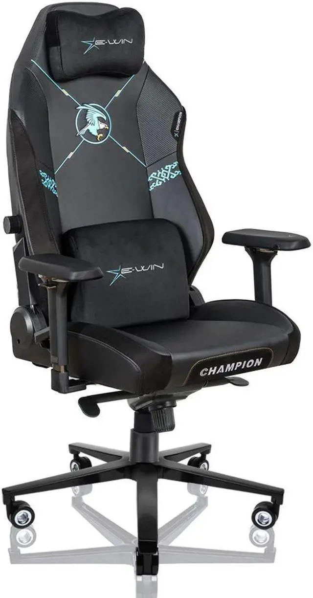 Main image of E-WIN 400LB Racing Style Gaming Chair,Height Adjustable Computer Chair with Magnetic Head Pillow and Lumbar Support, Adjustable Armrest-Black/Blue