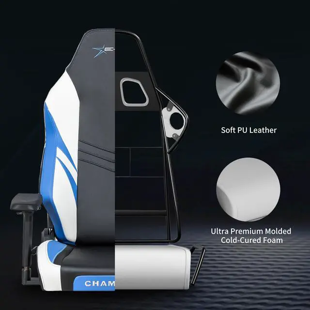 Alt view image 7 of 7 - E-WIN 400LB Racing Style Gaming Chair,Height Adjustable Computer Chair with Magnetic Head Pillow and Lumbar Support, Adjustable Armrest-Black/Blue