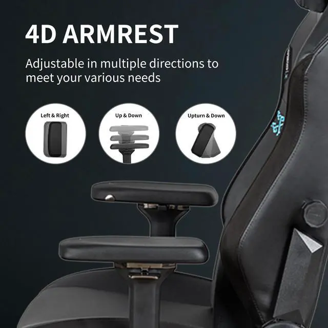 Alt view image 5 of 7 - E-WIN 400LB Racing Style Gaming Chair,Height Adjustable Computer Chair with Magnetic Head Pillow and Lumbar Support, Adjustable Armrest-Black/Blue