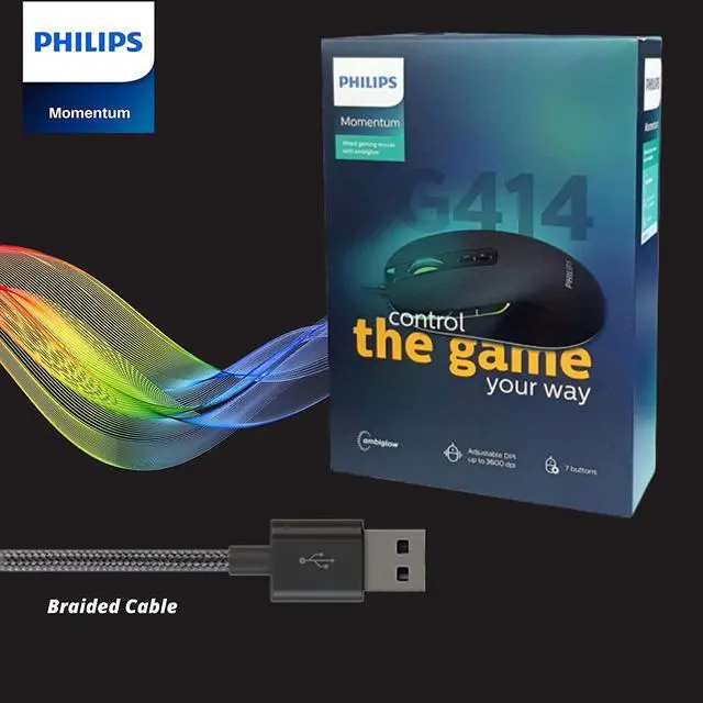 Alt view image 7 of 7 - PHILIPS RGB Wired Gaming Mouse, 7 Programmable Buttons, Adjustable DPI, Comfortable Grip Ergonomic Optical PC Computer precise mouse Gamer Mouse