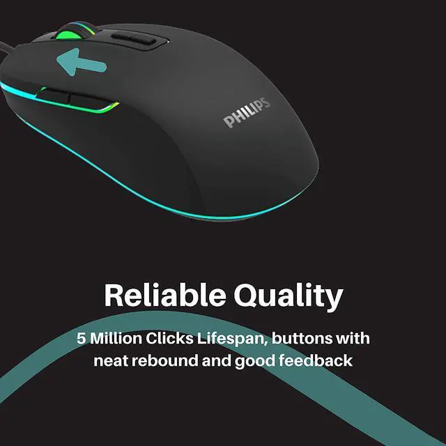 Alt view image 4 of 7 - PHILIPS RGB Wired Gaming Mouse, 7 Programmable Buttons, Adjustable DPI, Comfortable Grip Ergonomic Optical PC Computer precise mouse Gamer Mouse