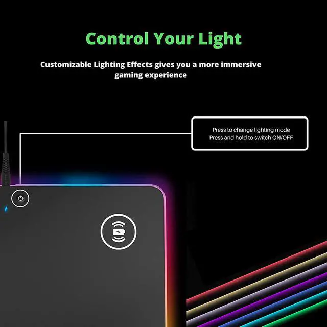 Alt view image 6 of 10 - PHILIPS Gaming Mouse Pad Non-Slip Rubber Base, Adjustable Brightness and Wireless Charging for Laptop Computer PC Games (13.9 x 10 inch)