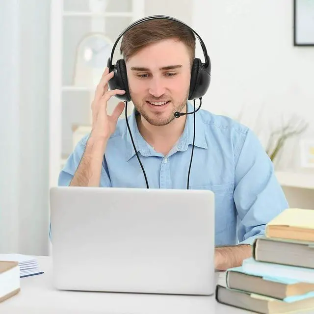 Alt view image 5 of 7 - PHILIPS Wired Lightweight Over-ear Headset w Echo Cancelling Microphone