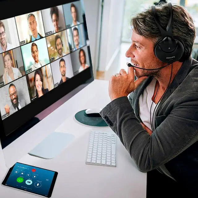 Alt view image 6 of 7 - PHILIPS Wired Lightweight Over-ear Headset w Echo Cancelling Microphone