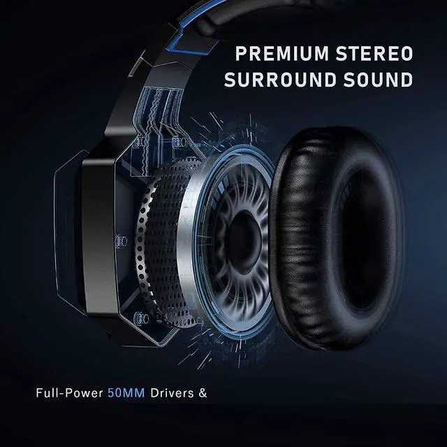 Alt view image 5 of 14 - HP Stereo Over-ear Gaming Headset with Noise Cancelling Microphone for Xbox One Nintendo Switch PC PS3 Mac Laptop, Surround Sound and LED Lights