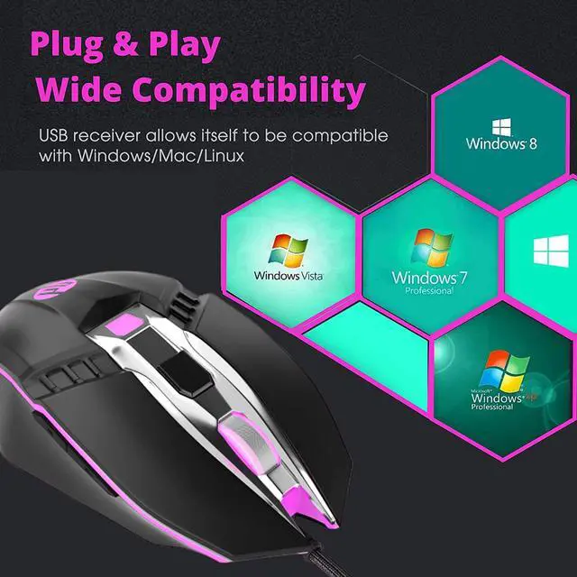 Alt view image 6 of 8 - HP Wired Ergonomic RGB Gaming Mouse, Adjustable DBI with Programmable Buttons and Breathing Light USB Computer Mouse
