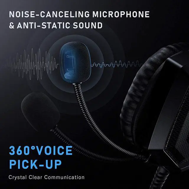 Alt view image 4 of 14 - HP Stereo Over-ear Gaming Headset with Noise Cancelling Microphone for Xbox One Nintendo Switch PC PS3 Mac Laptop, Surround Sound and LED Lights