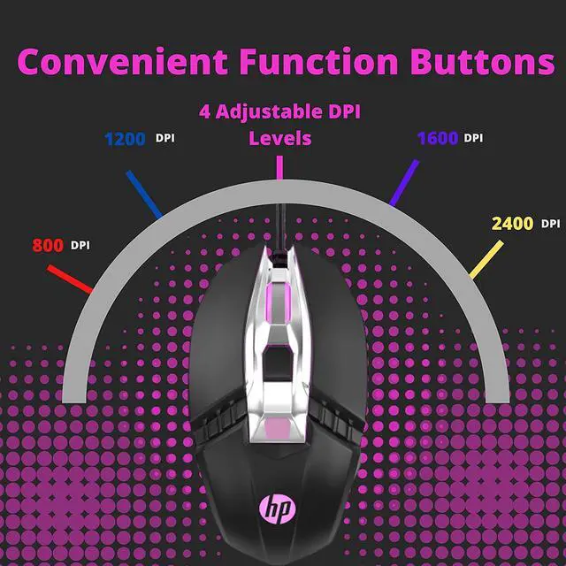 Alt view image 3 of 8 - HP Wired Ergonomic RGB Gaming Mouse, Adjustable DBI with Programmable Buttons and Breathing Light USB Computer Mouse