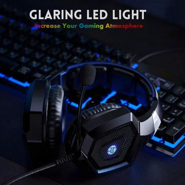 Alt view image 7 of 14 - HP Stereo Over-ear Gaming Headset with Noise Cancelling Microphone for Xbox One Nintendo Switch PC PS3 Mac Laptop, Surround Sound and LED Lights