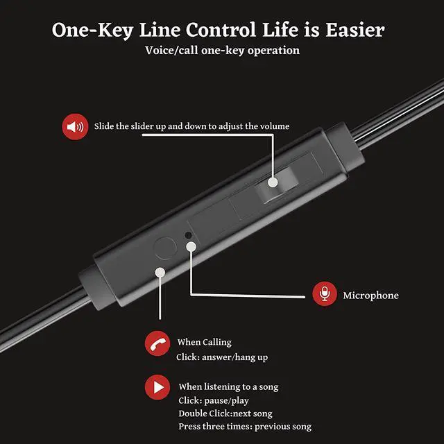 Alt view image 5 of 7 - HP Wired Earphones In Ear Gaming Earhook Earbuds Monitor Earphones with Mic, Stereo Sound Volume Control and Detachable Microphone for Smartphone PC PS4 Xbox one and Mobile Devices