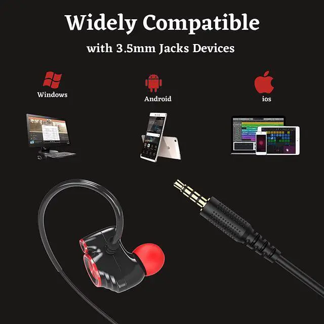 Alt view image 7 of 7 - HP Wired Earphones In Ear Gaming Earhook Earbuds Monitor Earphones with Mic, Stereo Sound Volume Control and Detachable Microphone for Smartphone PC PS4 Xbox one and Mobile Devices