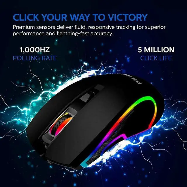 Alt view image 7 of 7 - Philips Wired  Mouse for Gaming RGB Ergonomic Mouse, Programmable Buttons Up to 6400 Adjustable DPI Optical USB PC Computer Mice for Windows PC Gamers Mouse