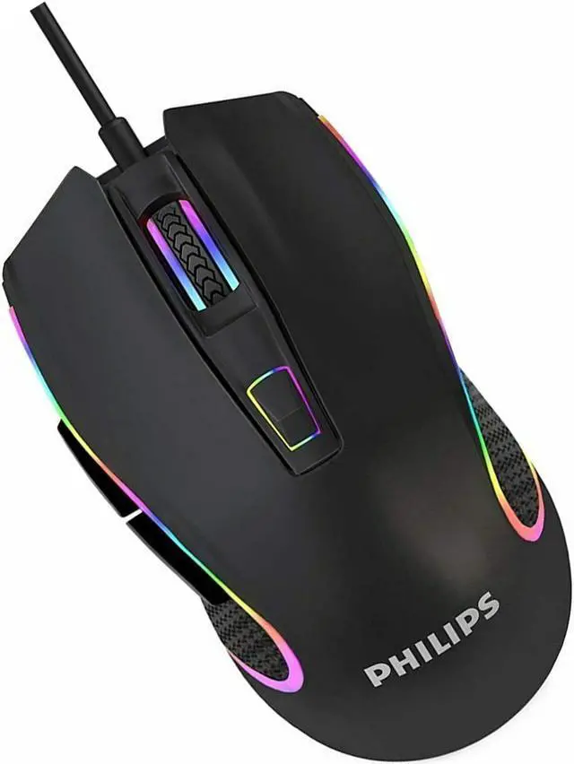 Alt view image 2 of 7 - Philips Wired  Mouse for Gaming RGB Ergonomic Mouse, Programmable Buttons Up to 6400 Adjustable DPI Optical USB PC Computer Mice for Windows PC Gamers Mouse