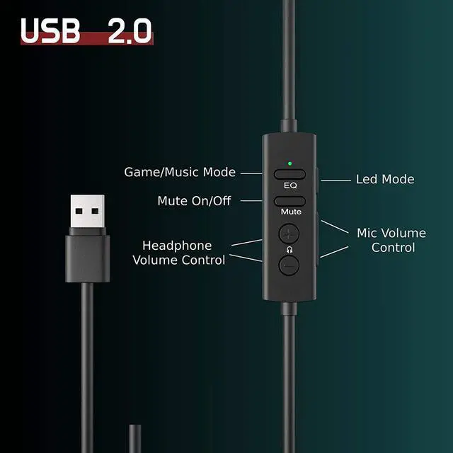 Alt view image 4 of 6 - Philips USB Computer Gaming Headset with Microphone, 7.1 Surround Sound, Comfort Fit Wired Headphones with RGB LED Lighting