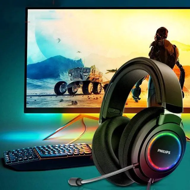 Alt view image 5 of 6 - Philips USB Computer Gaming Headset with Microphone, 7.1 Surround Sound, Comfort Fit Wired Headphones with RGB LED Lighting